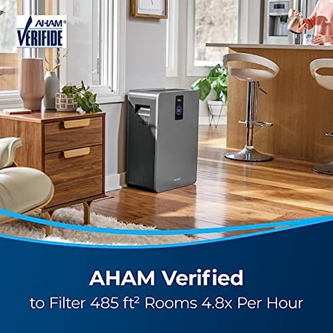 Bissell air400 Professional Air Purifier with HEPA and Carbon Filters for Large Room and Home, Quiet Bedroom Air Cleaner for Allergies, Pets, Dust, Dander, Pollen, Smoke, Hair, Odors, Smart